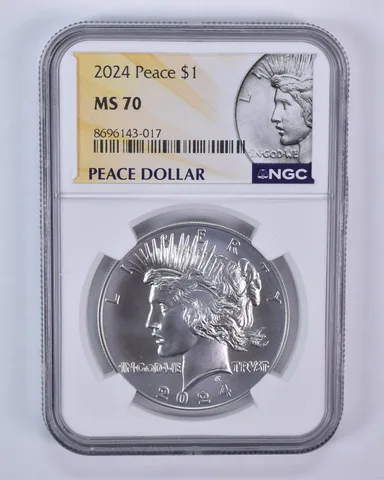 2024 Peace Silver Dollar MS70 NGC Anniversary Label