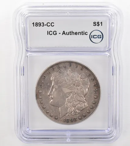 1893-CC Morgan Silver Dollar Authentic ICG Beautiful Tone *9116