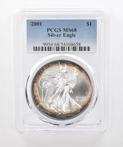 2001 American Silver Eagle MS68 PCGS Beautiful Tone *1512