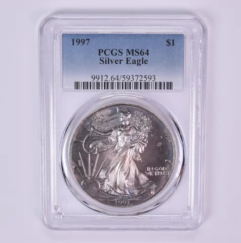 1997 American Silver Eagle MS64 PCGS Beautiful Tone *1484