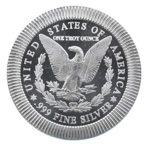 VINTAGE Art Bar/Round Morgan Dollar Design Stacker 1 Oz. Silver 1 T Ounce *172