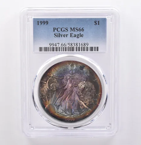 1999 American Silver Eagle MS66 PCGS Beautiful Tone *9259