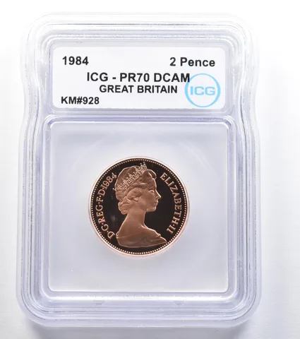1984 Great Britain 2 Pence KM#928 PR70 DCAM ICG *7843