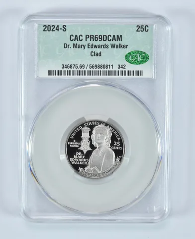 2024-S Washington Quarter Clad Dr Mary Edwards Walker PR69 DCAM CAC CACg