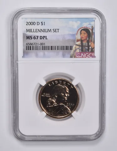2000-D Sacagawea $1 Millennium Set MS67 DPL NGC Special Lbl