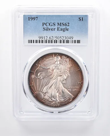 1997 American Silver Eagle MS62 PCGS Red Tone *8186