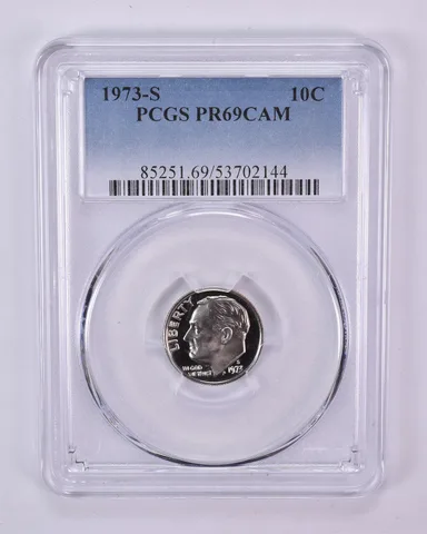 1973-S Roosevelt Dime PR69 CAM PCGS Blue Label