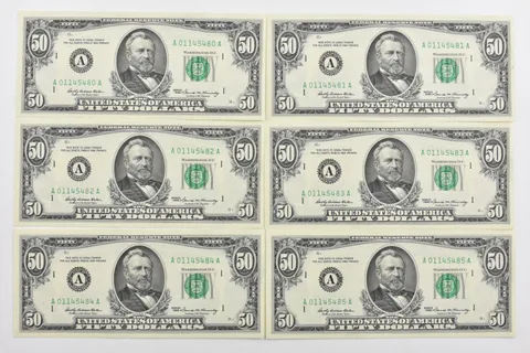 Lot (6) 1969 $50 Boston, MA US FRN Consecutive Notes 2114-A Fr *1917