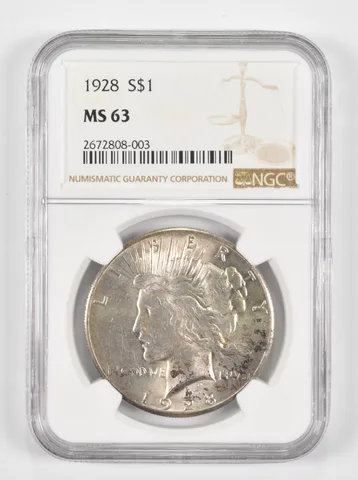 MS63 1928 Peace Silver Dollar NGC *1278
