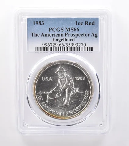 1983 Engelhard American Prospector 1 Oz Silver MS66 PCGS Beautiful Tone *9225