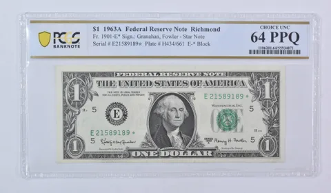 1963 A $1 Richmond VA FRN Star Note Fr#1901-E* Choice Unc 64 PPQ PCGS