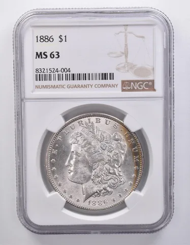 1886 Morgan Silver Dollar MS63 NGC Peripheral Tone *7166