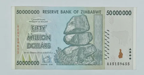 2008 Zimbabwe 50 Million Dollars Reserve Note Water Buffalo