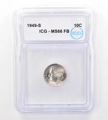 1949-S Roosevelt Dime MS66 FB ICG Peripheral Tone *7302