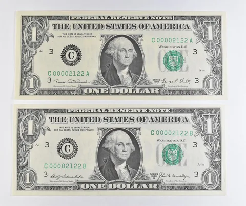 Lot (2) Matching Serial Numbers 1969 D/1969 B $1 Philadelphia PA FRN *1731