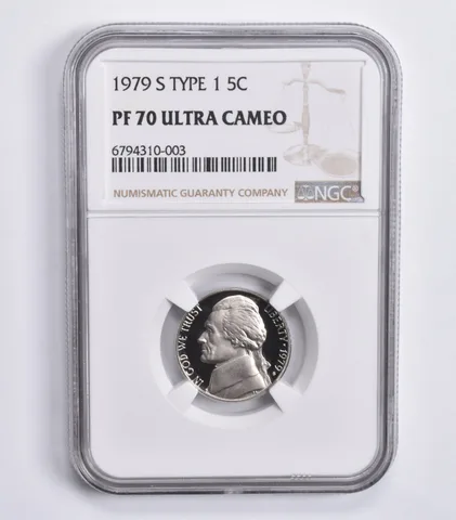 1979-S Jefferson Nickel Type 1 PF70 UCam NGC Brown Lbl