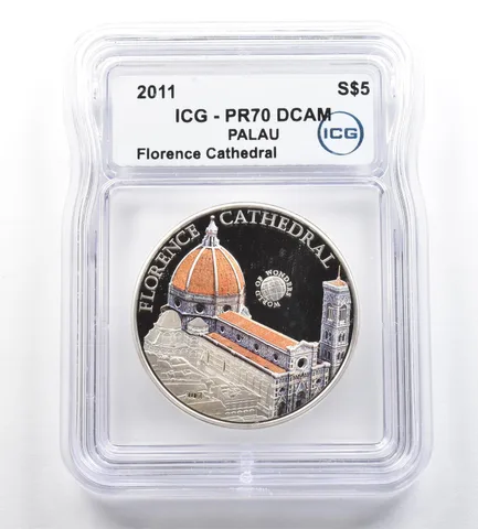 2011 Palau 5 Dollars Silver Florence Cathedral PR70 DCAM ICG *5304