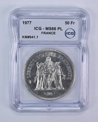 1977 France 50 Francs KM#941.1 MS66 PL ICG