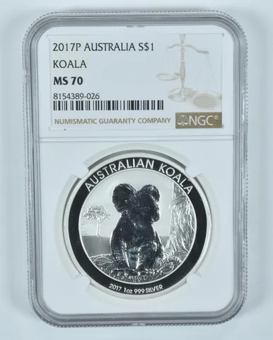 2017 P Australia 1 Dollar Silver Koala MS70 NGC Brown Label
