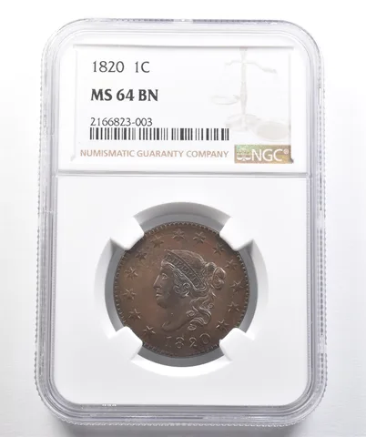 1820 Matron Head Large Cent MS64 BN *7411
