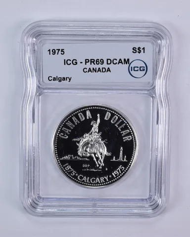 1975 Canada 1 Dollar Silver Calgary PR69 DCAM ICG