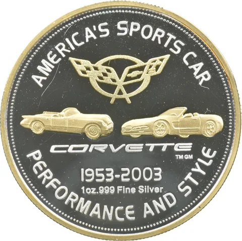 1953-2003 1 Oz Silver Art Round Corvette 50th Anniversary a1763