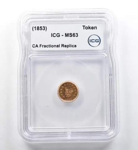 (1853) California Fractional Gold Token Indian Head 1/2 Dollar MS63 ICG *7440