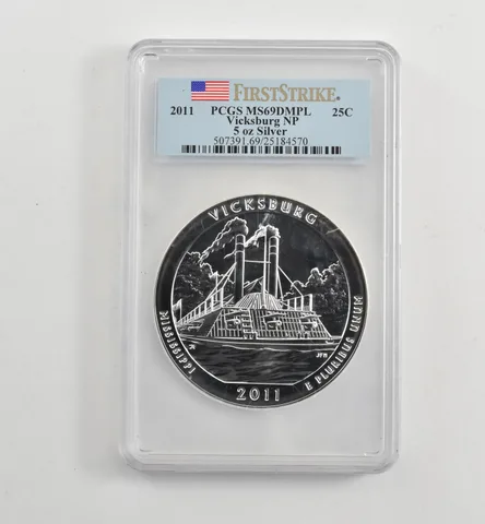 2011 5 Oz Silver Quarter America The Beautiful Vicksburg MS69 DMPL PCGS *1708