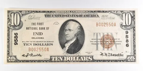 1929 $10 Enid OK National Currency Note CH 9586 *9853