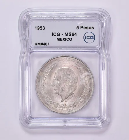 1953 Mexico 5 Peso KM#467 MS64 ICG Beautiful Tone *0437