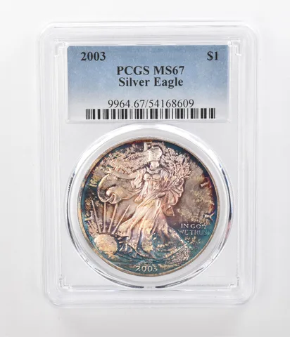 2003 American Silver Eagle MS67 PCGS Beautiful Tone *1278