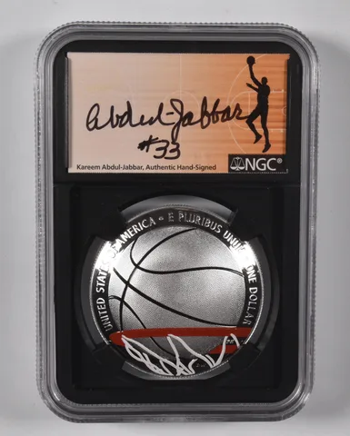 2020-P Basketball HOF Kareem Abdul Jabbar Commemorative $1 PF70 NGC Signed
