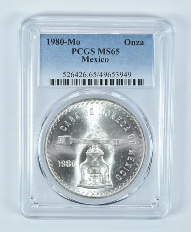 1980 Mo Mexico 1 Onza Silver MS65 PCGS Blue Label
