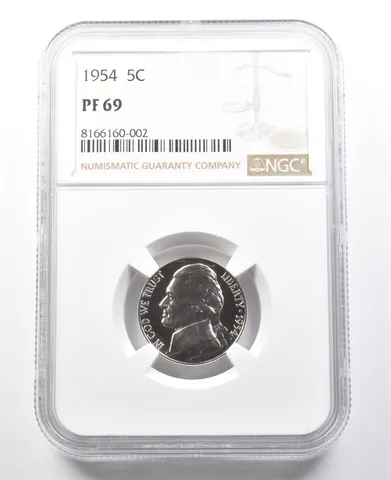 1954 Jefferson Nickel PF69 NGC PQ Cameo Contrast *8036