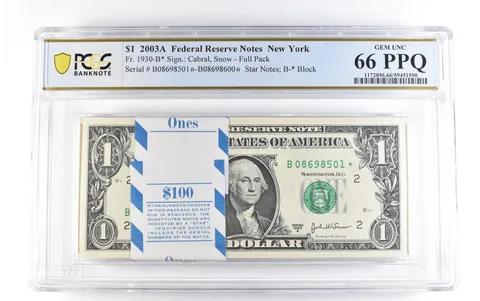 2003 A $1 New York NY FRN Fr#1930-B* Star Notes Full Pack Unc 66 PPQ PCGS *1700