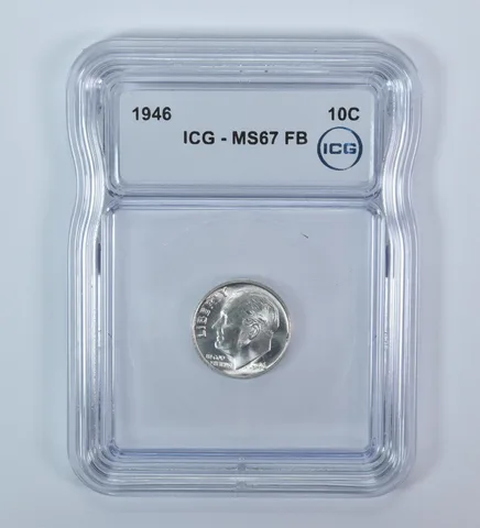 1946 Roosevelt Dime MS67 FB ICG