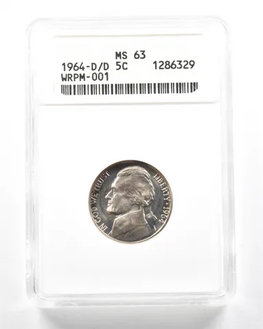 1964-D/D Jefferson Nickel WRPM-001 MS63 ANACS a2048