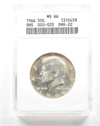 1966 Kennedy Half Dollar SMS DDO-020 DMR-22 MS66 ANACS a2044