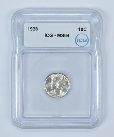 1938 Mercury Dime MS64 ICG