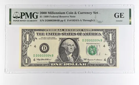 2000 Millennium Coin Currency $1 1999 FRN Cleveland OH Low Serial 2004 PMG a4607