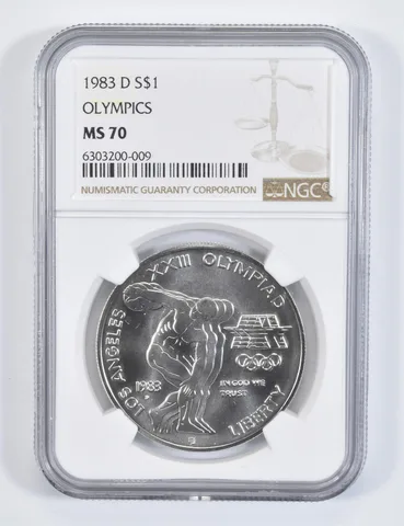 1983-D Olympic Discus LA Commemorative Silver Dollar MS70 NGC