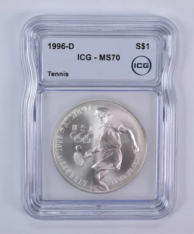 1996-D Olympic Tennis Commemorative Silver Dollar MS70 ICG