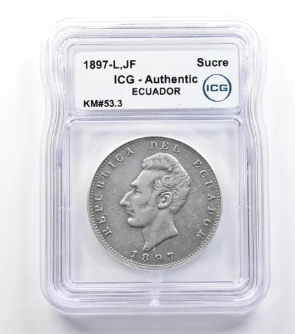 1897 L JF Ecuador Sucre KM#53.3 Authentic ICG *9311