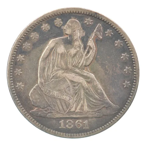 1861 Seated Liberty Half Dollar Beautiful Tone a1931