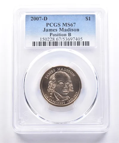 2007-D Presidential $1 James Madison MS67 PCGS Blue Label