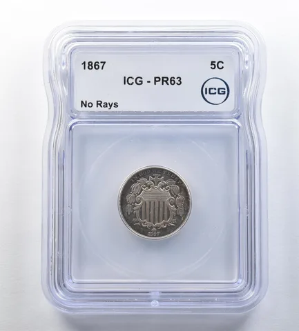1867 Shield Nickel No Rays PR63 ICG *0771