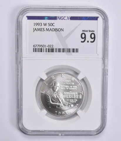 1993-W James Madison Commemorative Half Dollar Mint State 9.9 NGC X NGCX