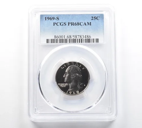 1969-S Washington Quarter PR68 CAM PCGS Blue Label