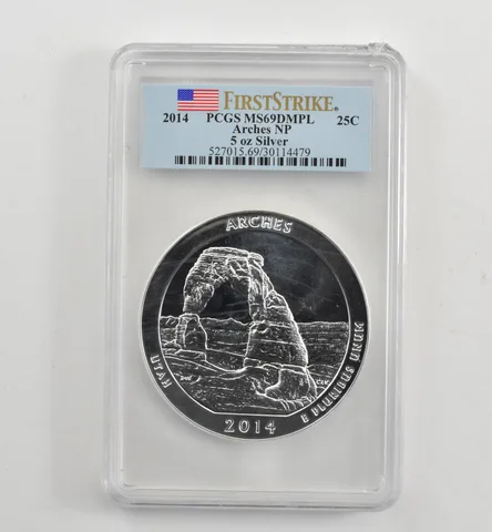 2014 5 Oz Silver Quarter America The Beautiful Arches MS69 DMPL PCGS *1722