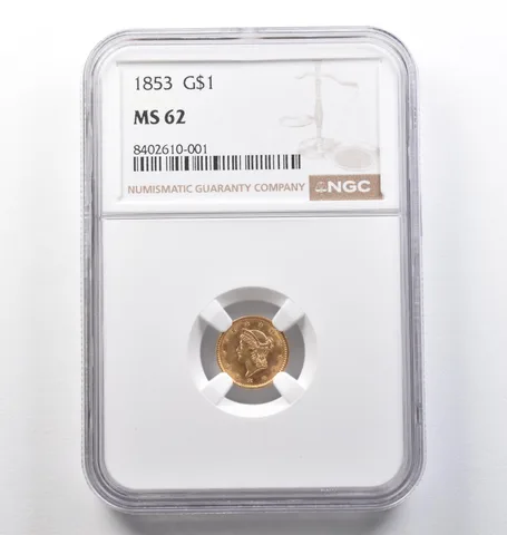 1853 $1 Gold Liberty Head Dollar MS62 NGC